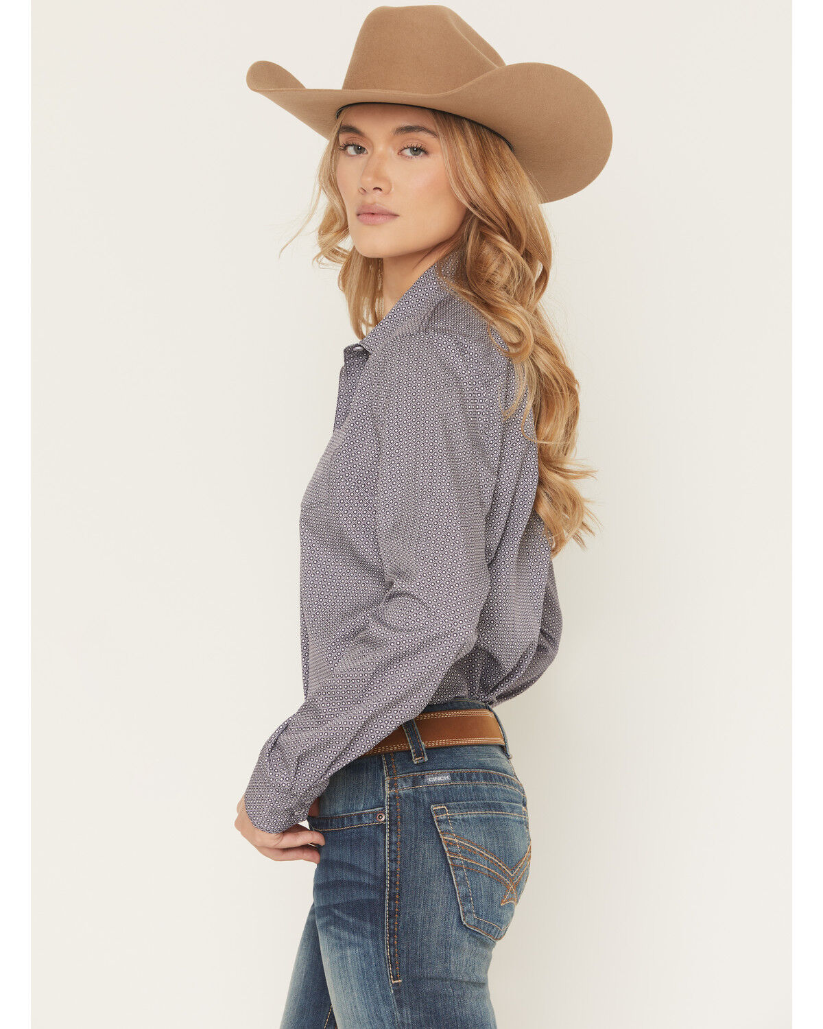 Image #2 - Cinch Women's Geo Print Long Sleeve Button-Down Stretch Western Shirt, Purple, hi-res