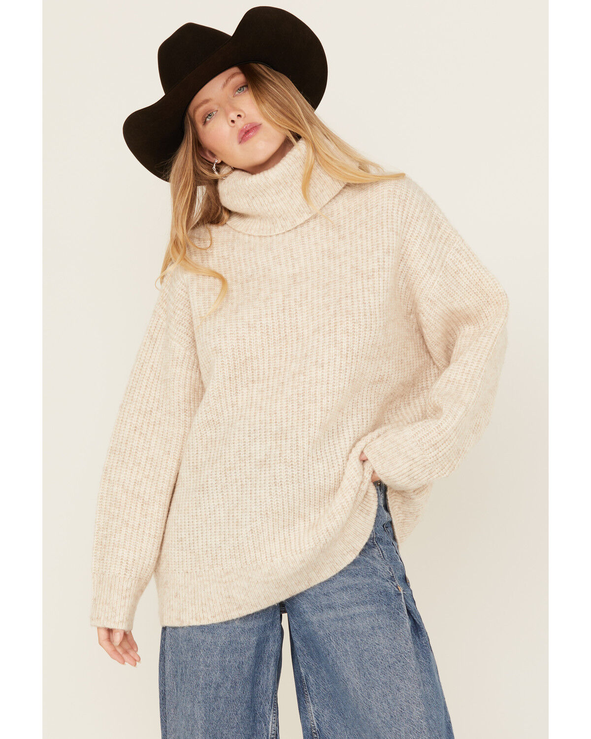 Image #2 - Cleo + Wolf Women's Oversized Turtleneck Sweater, Oatmeal, hi-res