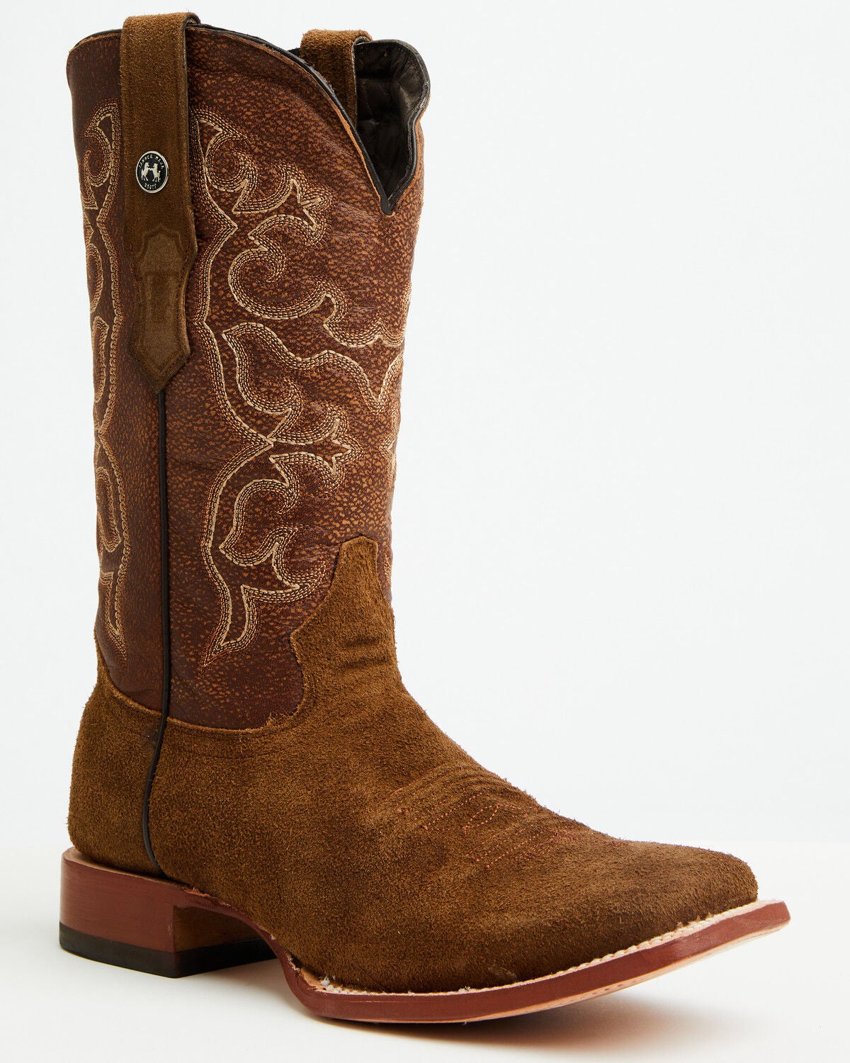 Tanner Mark Men's Ruff Out Suede Western Boots - Broad Square Toe, Brown, hi-res