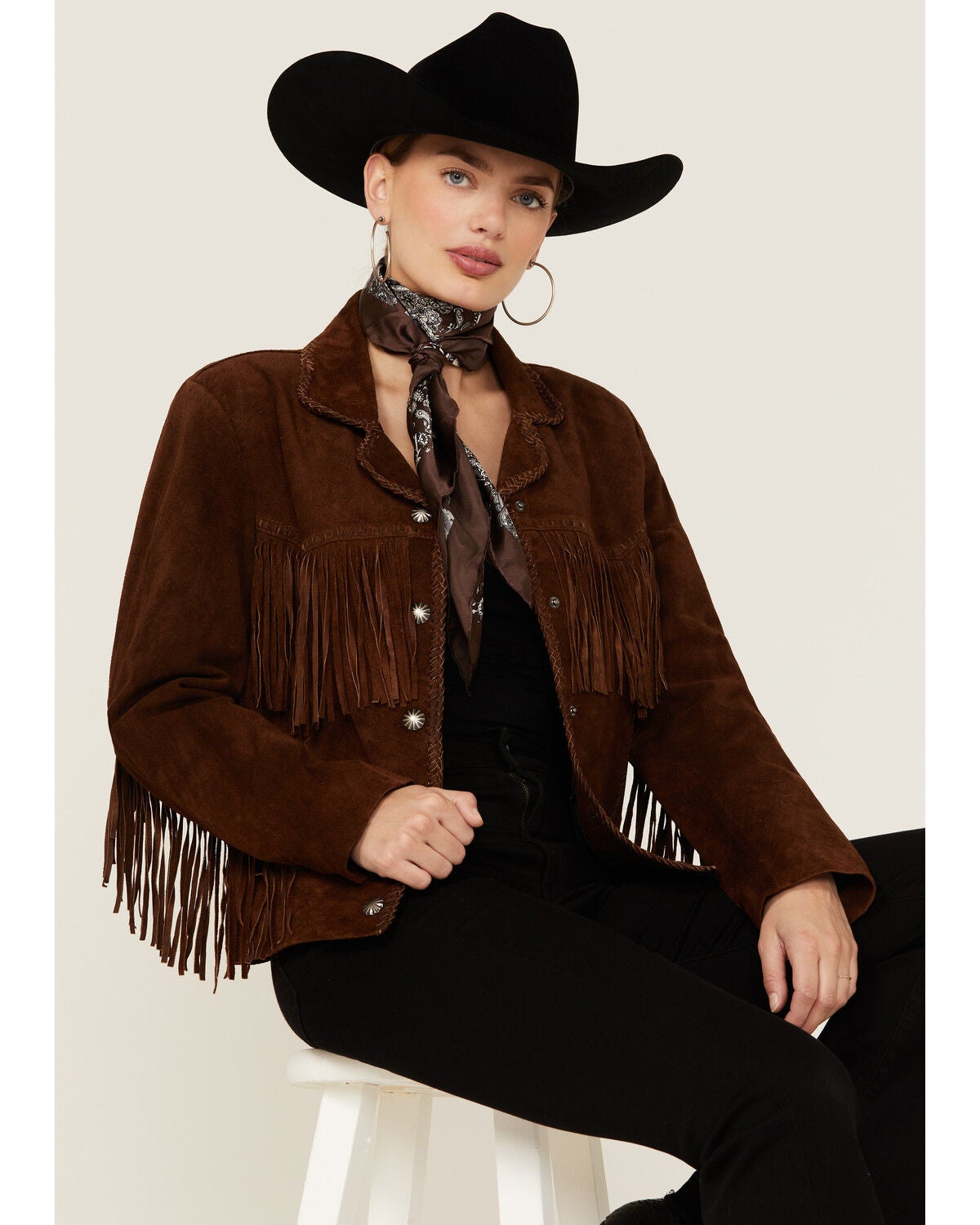 Image #1 - Scully Women's Caf&eacute; Brown Suede Fringe Jacket, Brown, hi-res