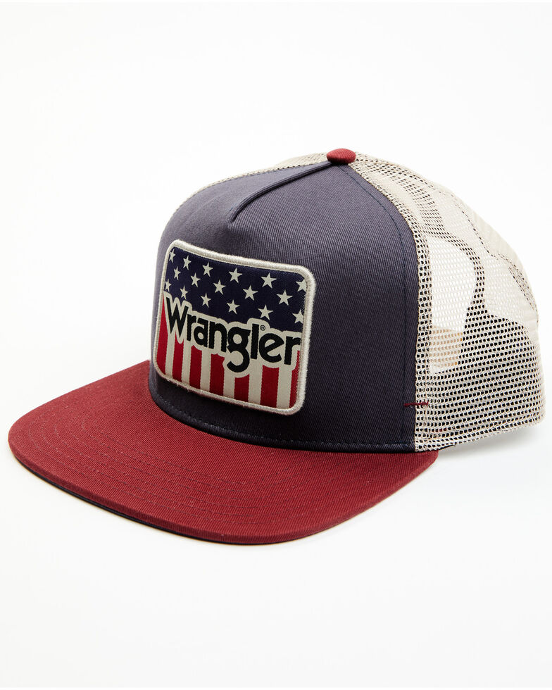 Wrangler Men's Stars & Stripes Logo Patch Mesh-Back Ball Cap , Navy, hi-res