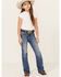 Image #1 - Miss Me Girls' Medium Wash Wing Pocket Bootcut Denim Jeans, Blue, hi-res