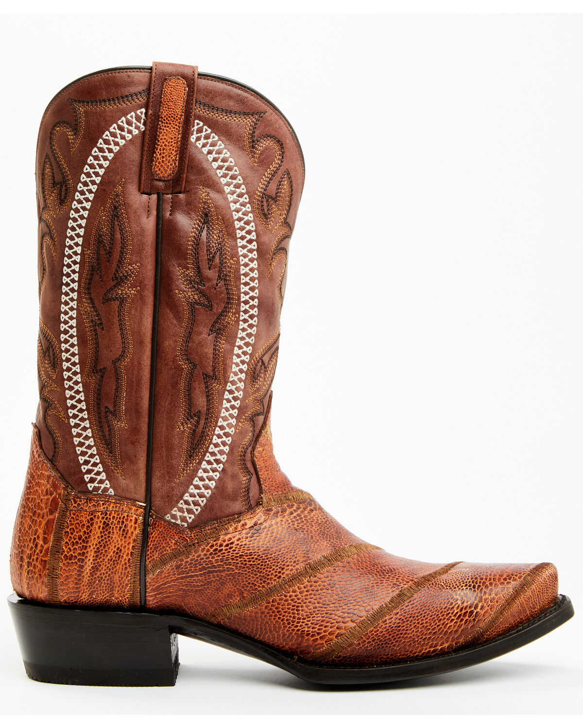 Image #2 - Dan Post Men's Exotic Ostrich Leg Western Boots - Snip Toe, Cognac, hi-res