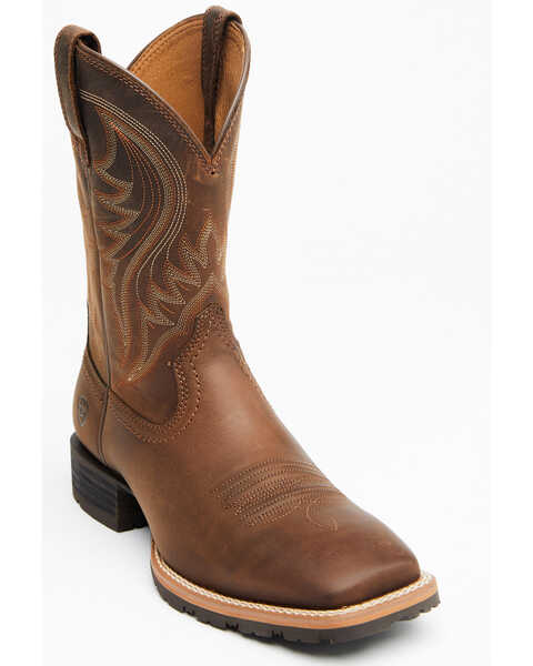 Image #1 - Ariat Men's Distressed Hybrid Rancher Western Performance Boots - Broad Square Toe, Brown, hi-res