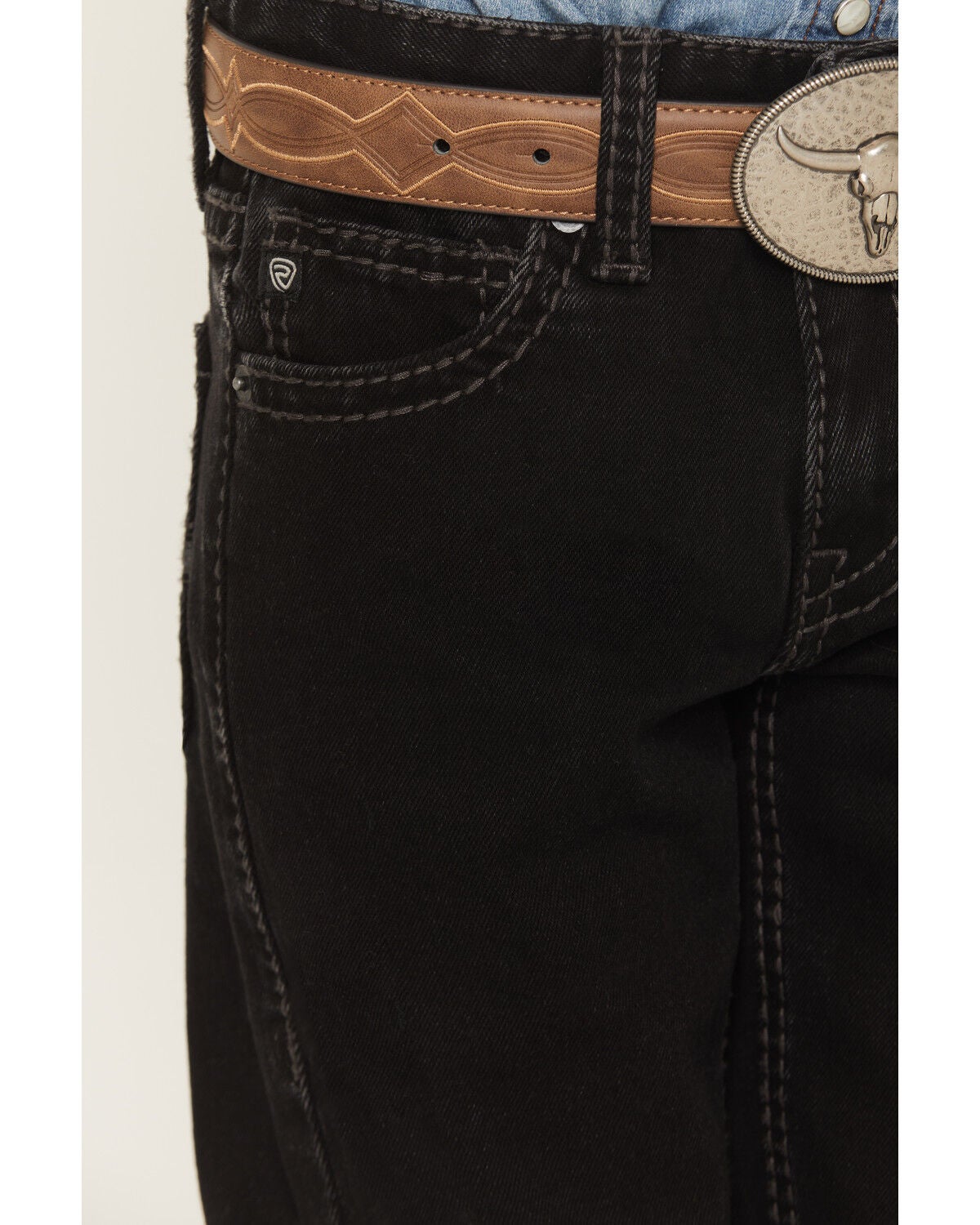 Image #2 - Rock & Roll Denim Boys' Bootcut Stretch Denim Jeans, Black, hi-res