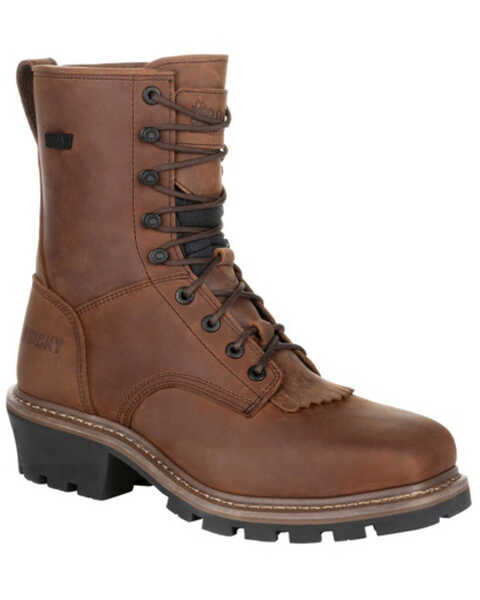 Rocky Men's Waterproof Logger Boots - Soft Toe, Dark Brown, hi-res