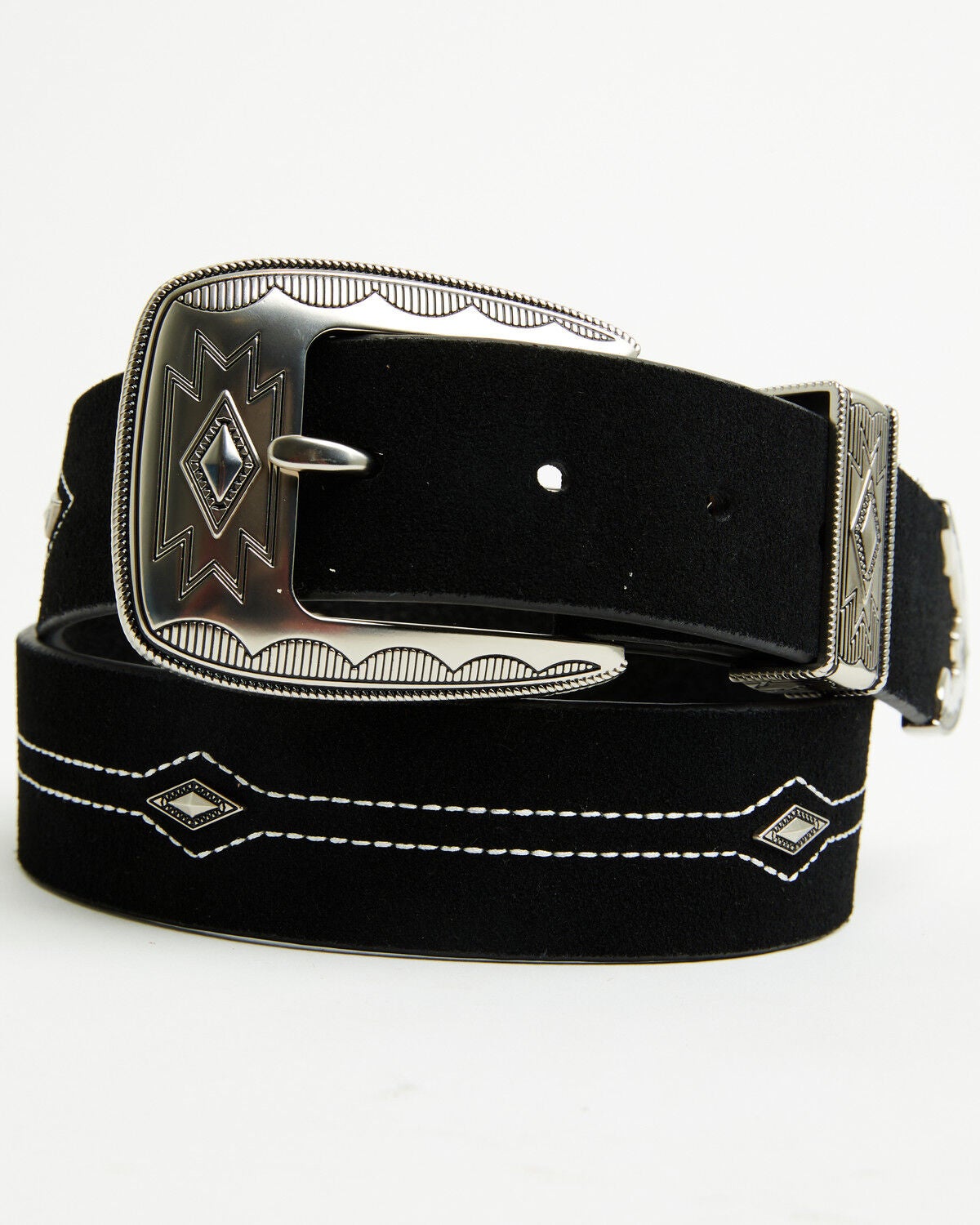 Cody James Men's Farrowe Southwestern Suede Belt, Black, hi-res