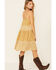 Talisman Women's Tiered Border Print Slip Dress, Mustard, hi-res
