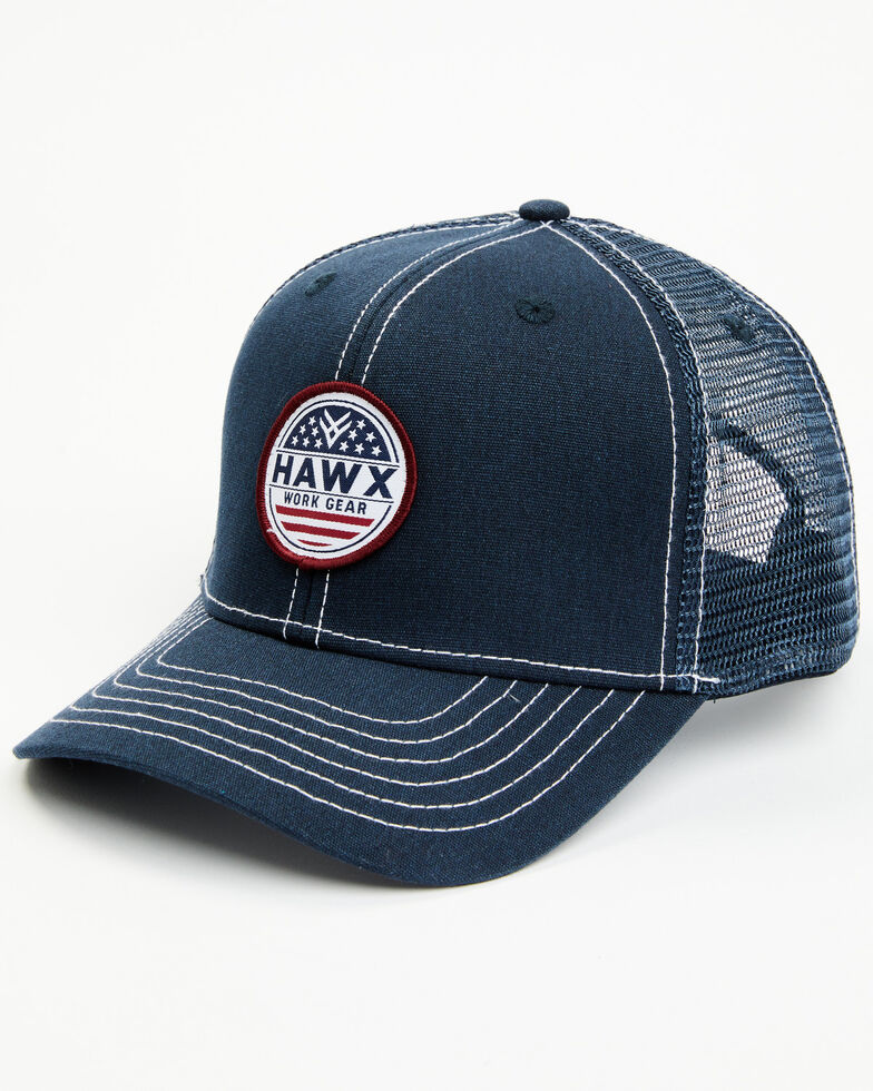Hawx Men's Navy Stars & Stripes Circle Logo Patch Mesh-Back Ball Cap , Navy, hi-res