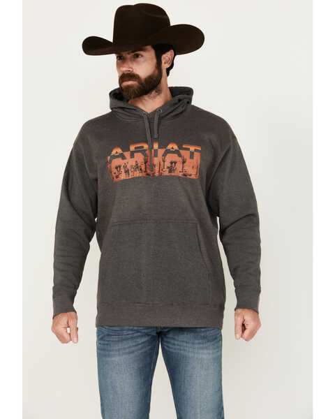 Image #1 - Ariat Men's Desert Roam Hooded Sweatshirt, Charcoal, hi-res