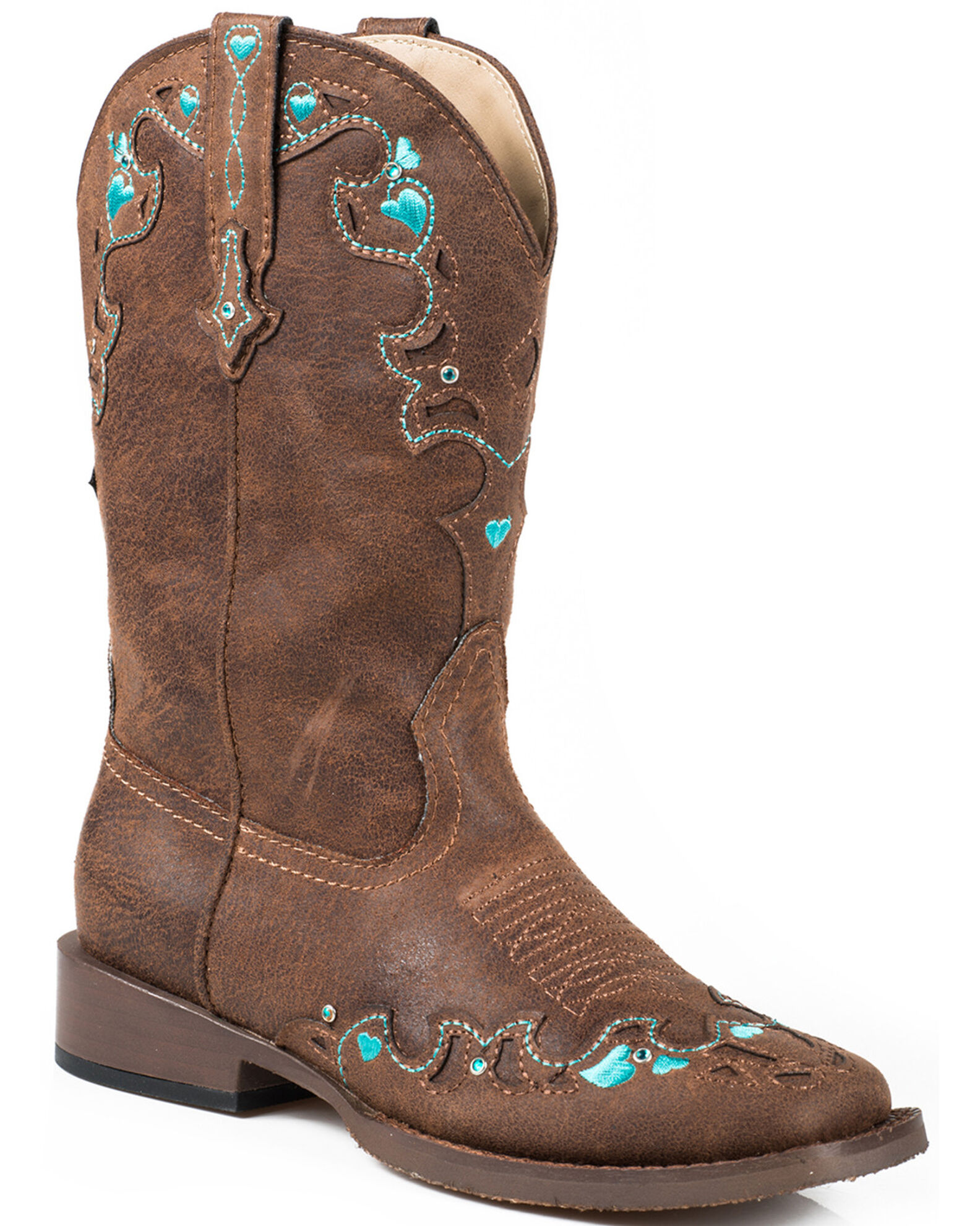 Roper Girls Vintage Crystal Western Boots Square Toe Sheplers