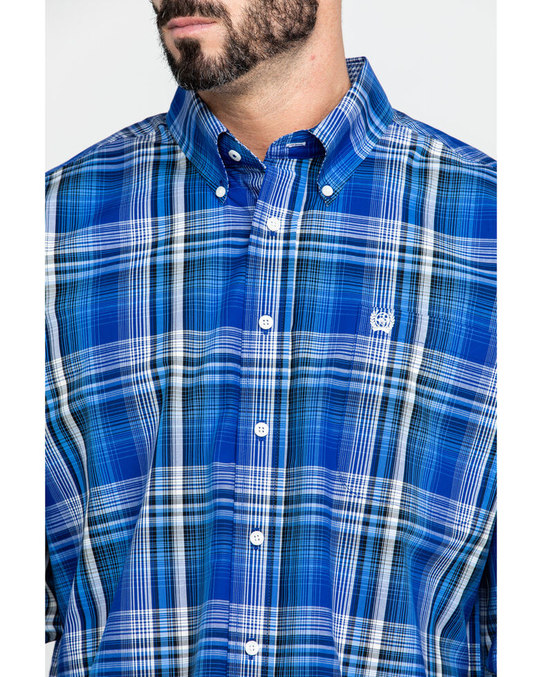 Cinch Men S Royal Blue Small Plaid Long Sleeve Western Shirt