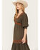 Shyanne Women's Two Tone Embroidered Dress, Forest Green, hi-res