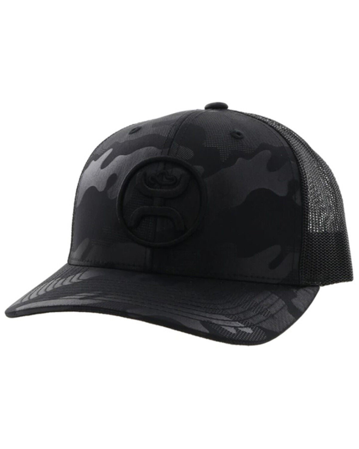 Hooey Men's O Classic Embroidered Logo Trucker Cap, Black, hi-res