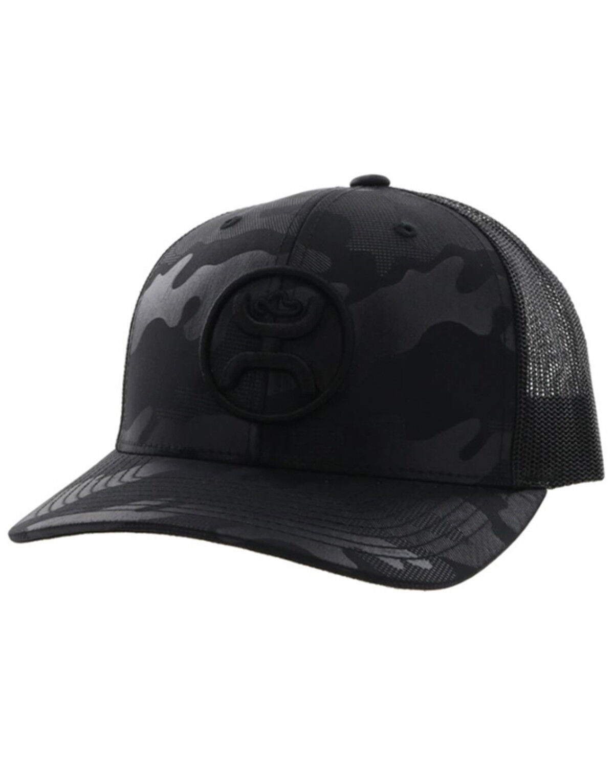 Image #1 - Hooey Men's O Classic Embroidered Logo Trucker Cap, Black, hi-res