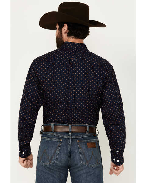 Image #4 - Ariat Men's Kaiser Diamond Print Long Sleeve Button-Down Western Shirt - Tall , Dark Blue, hi-res