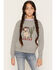 Image #1 - Ariat Girls' Sassy Cat Sweatshirt, Grey, hi-res