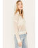 Image #2 - Cleo + Wolf Women's Blythe Deep V Weave Hooded Pullover, Cream, hi-res