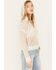Image #2 - Cleo + Wolf Women's Blythe Deep V Weave Hooded Pullover , Cream, hi-res