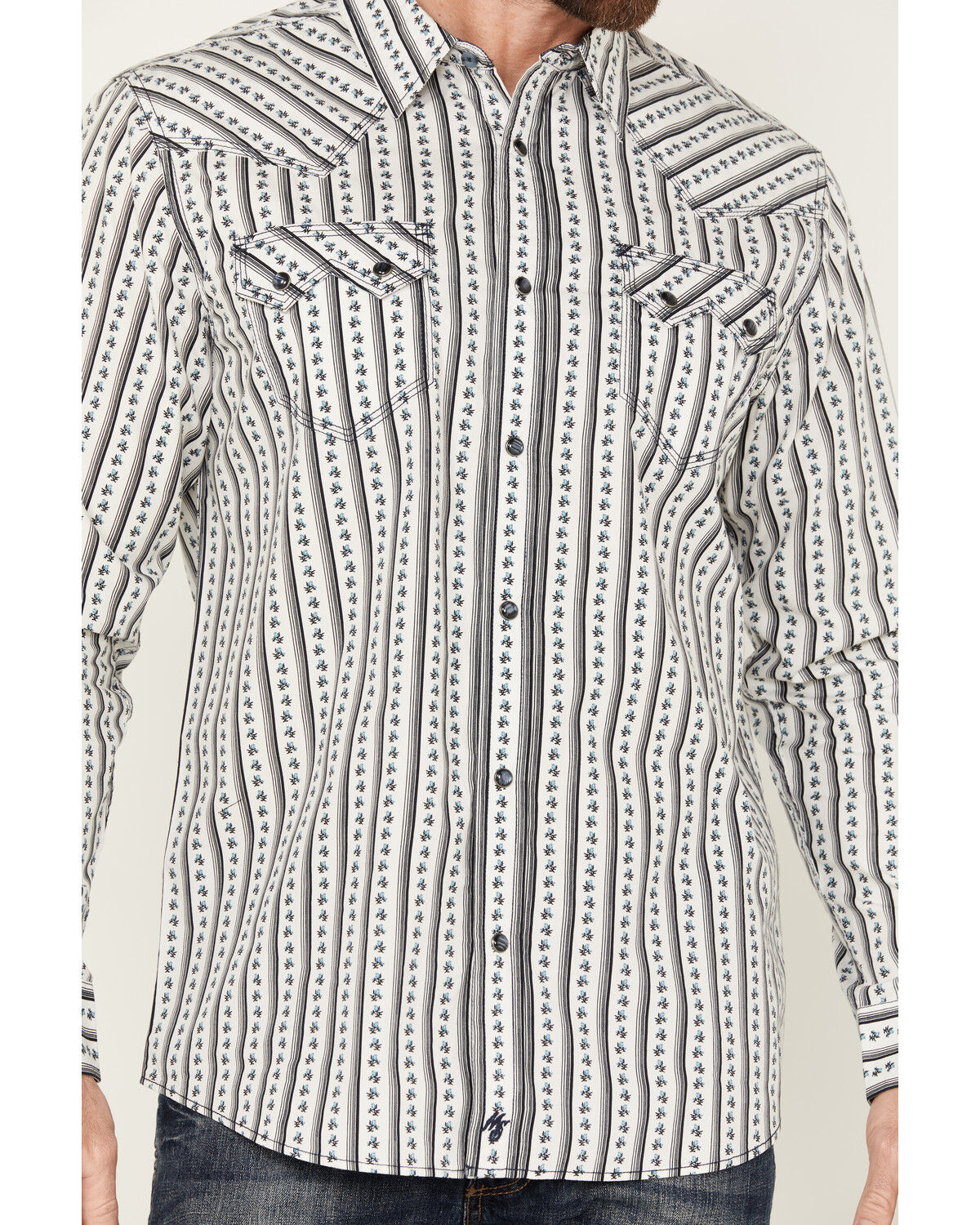 Image #3 - Moonshine Spirit Men's One Last Song Floral Print Long Sleeve Pearl Snap Western Shirt, White, hi-res
