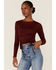 Image #1 - Moa Moa Women's Cinched Top, Burgundy, hi-res