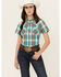 Image #1 - Shyanne Women's Plaid Print Short Sleeve Button-Down Stretch Western Shirt, Caramel, hi-res