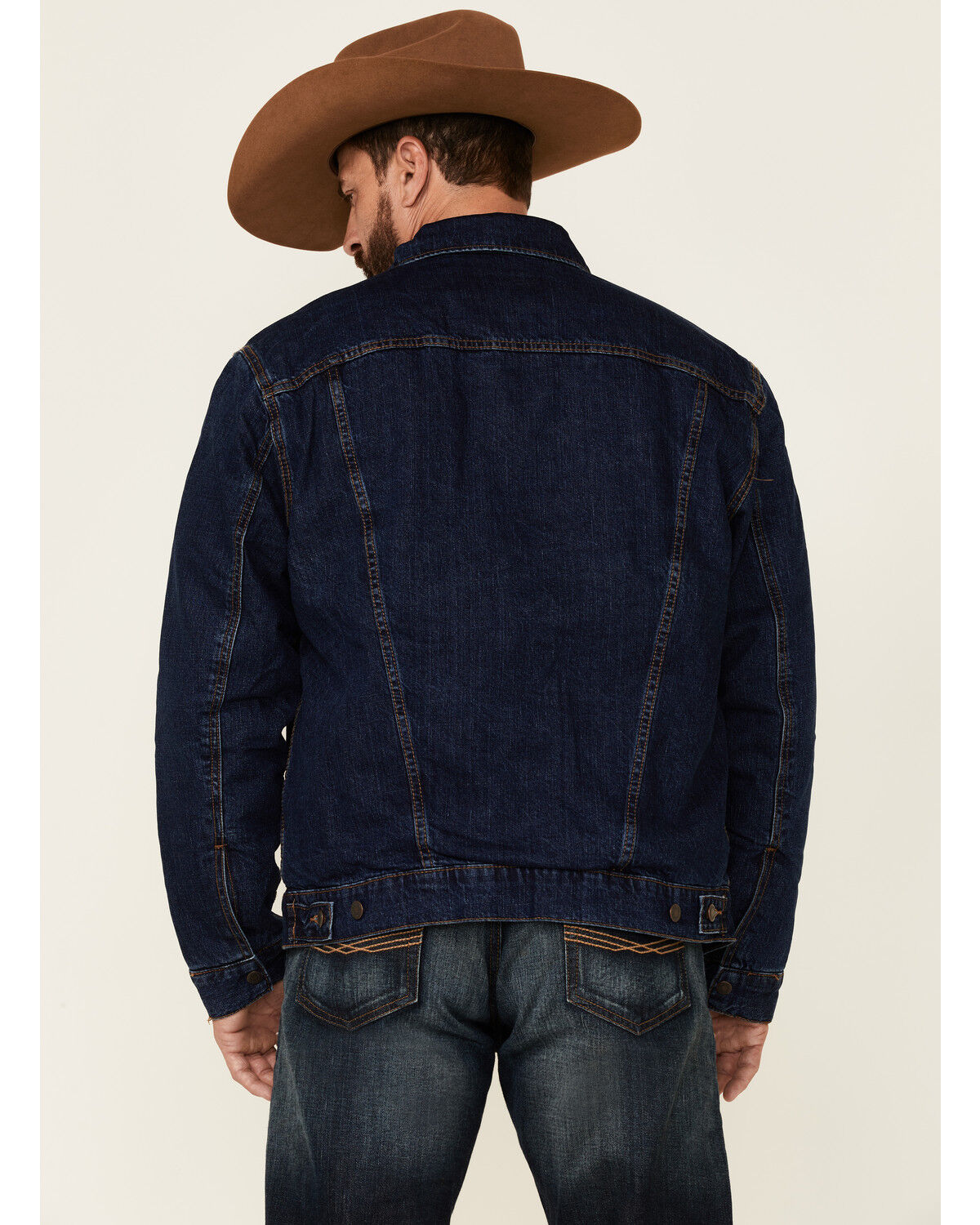 Image #4 - Wrangler Men's Rodeo Dark Wash Lined Stripe Button-Front Denim Jacket , , hi-res