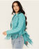 Image #2 - Powder River Outfitters Women's Micro Suede Fringe Jacket , Turquoise, hi-res