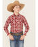 Image #1 - Wrangler Retro Boys' Plaid Print Long Sleeve Snap Western Shirt, Red, hi-res