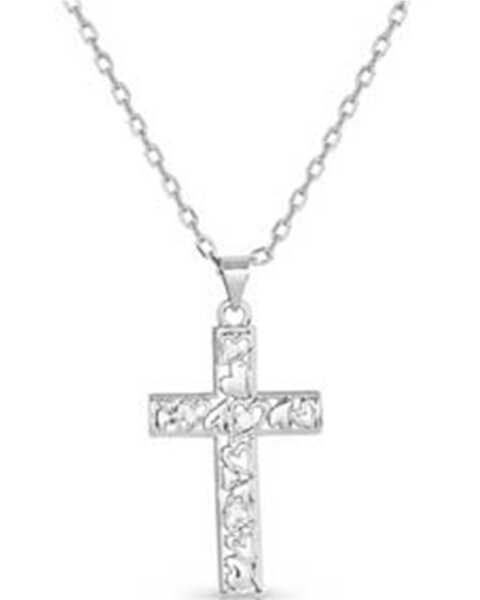 Image #1 - Montana Silversmiths Women's Heartfelt Faith Cross Necklace , Silver, hi-res