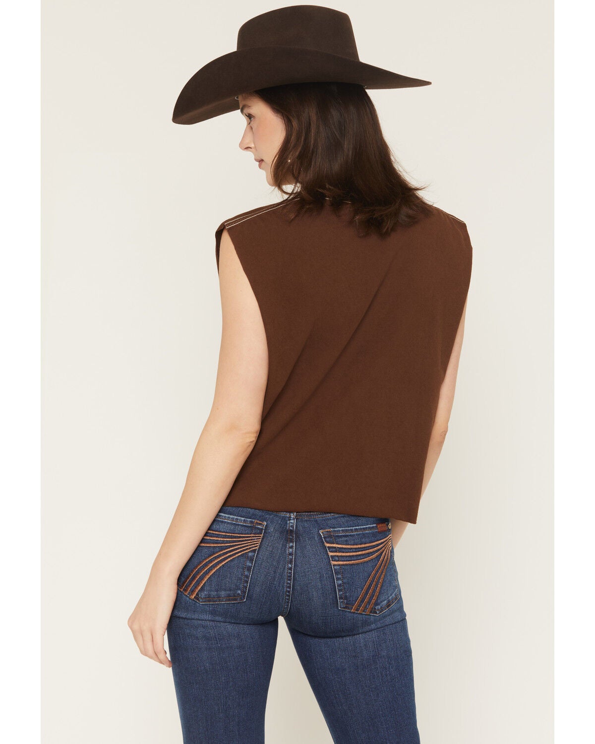 Image #4 - Merch Traffic Women's Johnny Cash Boot Muscle Tank, Brown, hi-res