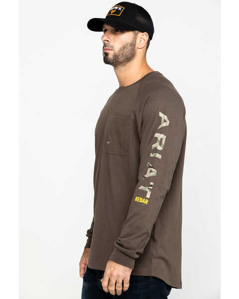 Image #3 - Ariat Men's Moss Green Rebar Cotton Strong Long Sleeve Work Shirt - Big & Tall , Moss Green, hi-res