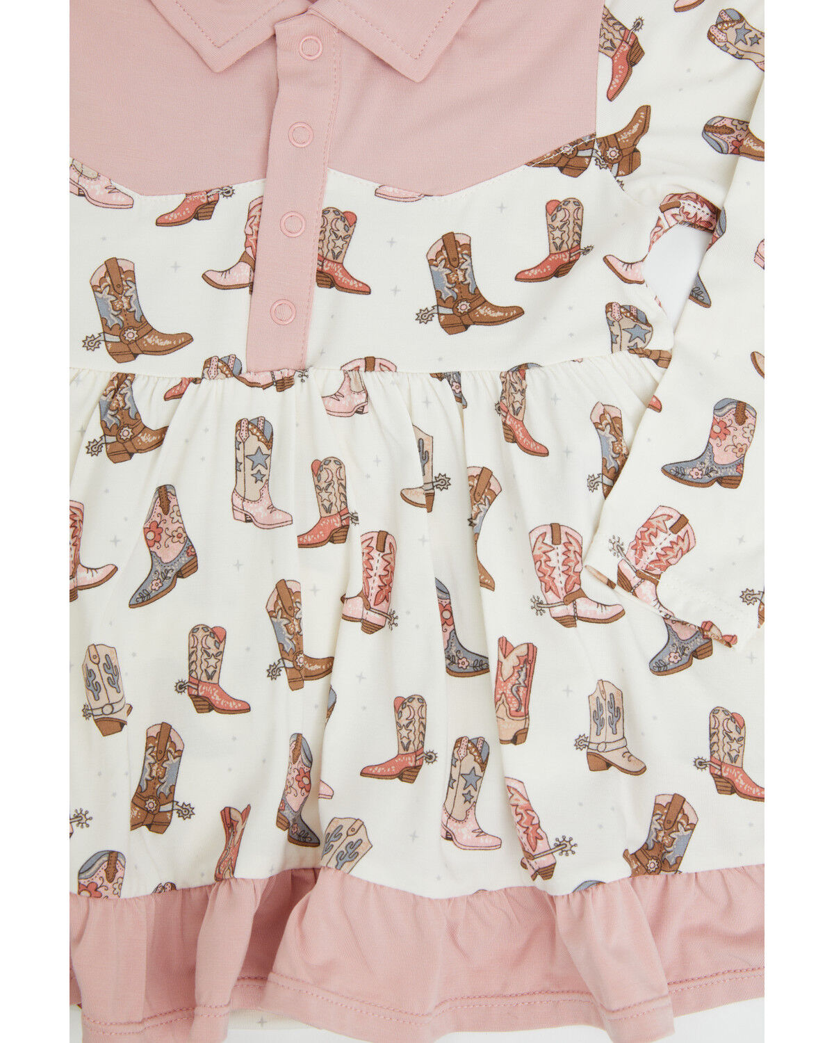 Image #2 - Angel Dear Infant Girls' Cowgirl Boot Long Sleeve Dress, Multi, hi-res