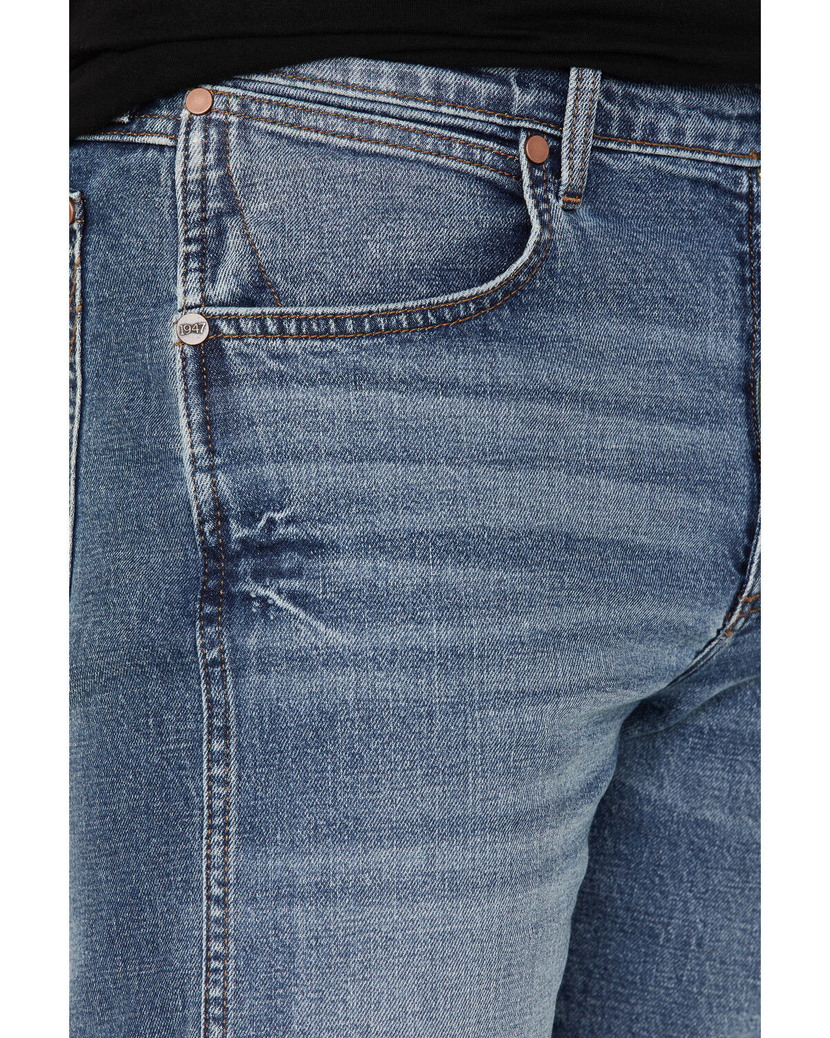 Image #2 - Wrangler Retro Men's 88MWZ Normande Medium Wash Slim Straight Stretch Denim Jeans - Long, Blue, hi-res