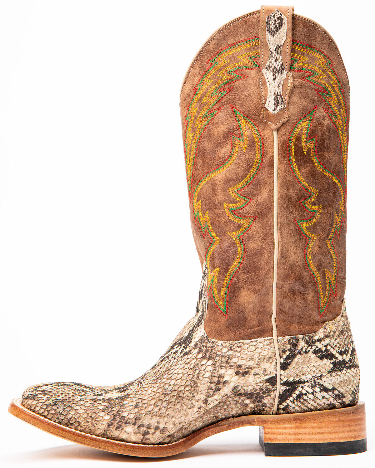 snakeskin square toe cowboy boots