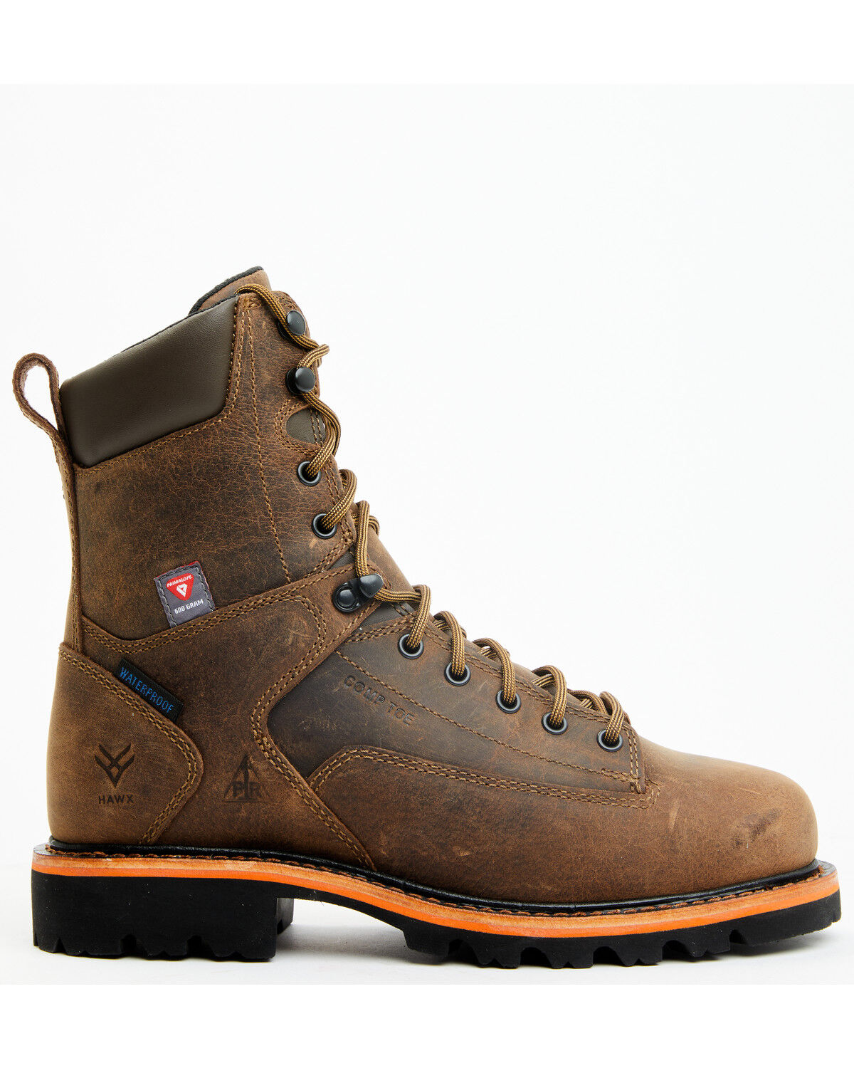 Image #2 - Hawx Men's 8" Insulated Lace-Up Waterproof Work Boots - Composite Toe, Brown, hi-res
