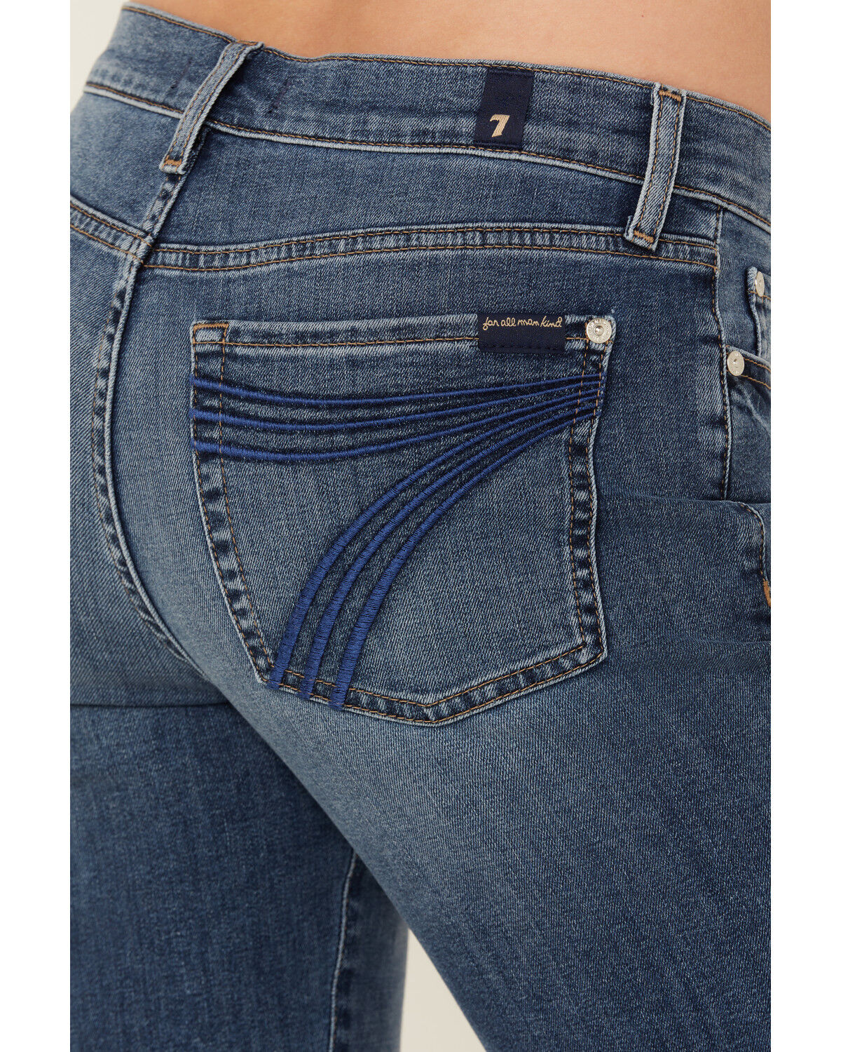 Image #2 - 7 For All Mankind Women's Dark Wash Mid Rise Marsh Tailorless Dojo Trouser Stretch Denim Jeans, Dark Wash, hi-res