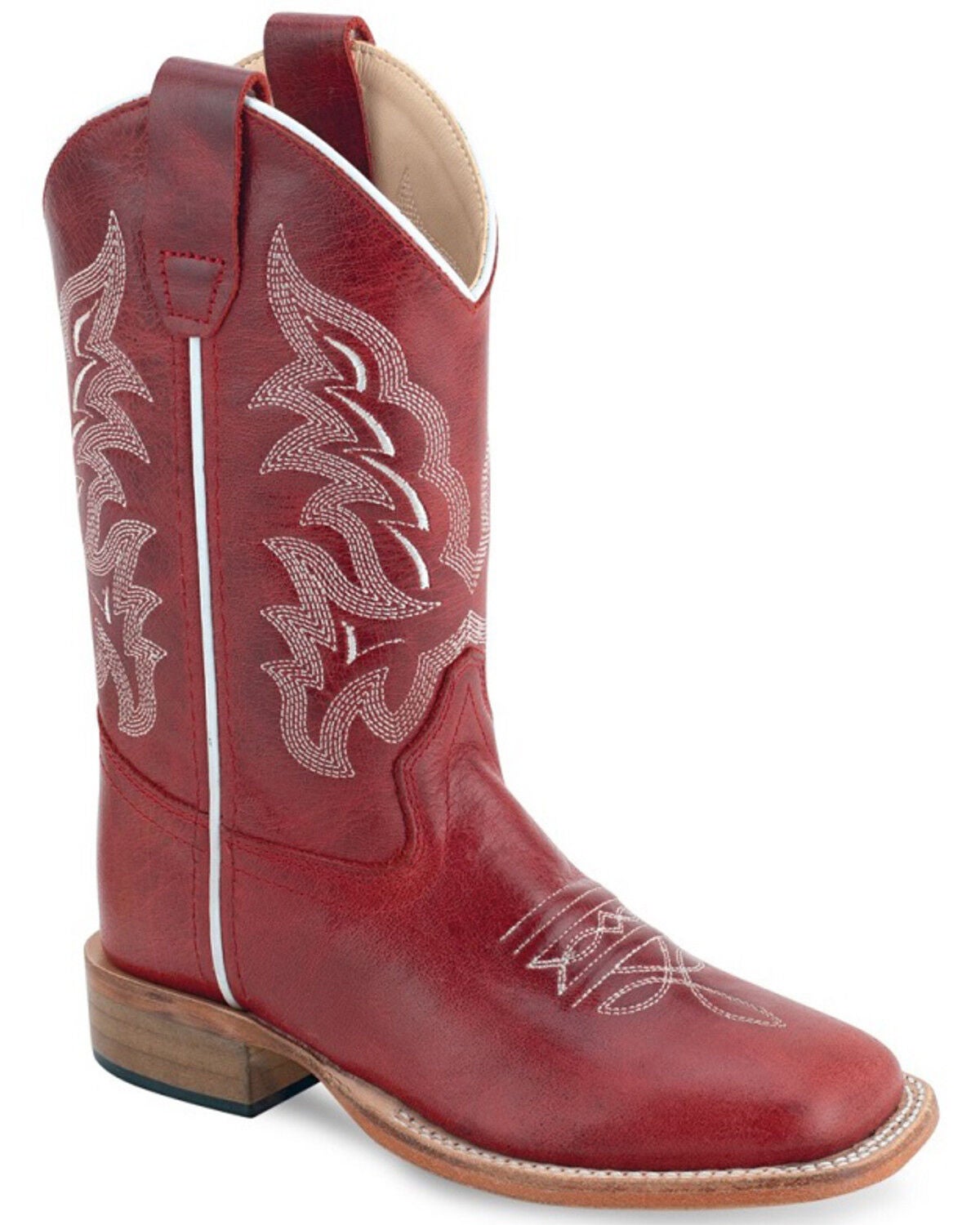 Image #1 - Old West Little Girls' Western Boots - Broad Square Toe, Red, hi-res