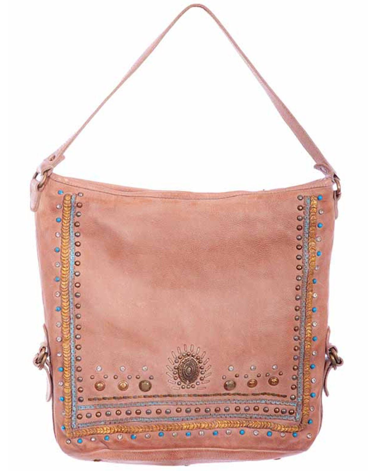 Scully Women's Studded Large Bucket Handbag, Sand, hi-res