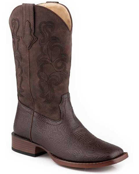 Image #1 - Roper Women's Kacey Western Performance Boots - Broad Square Toe, Brown, hi-res