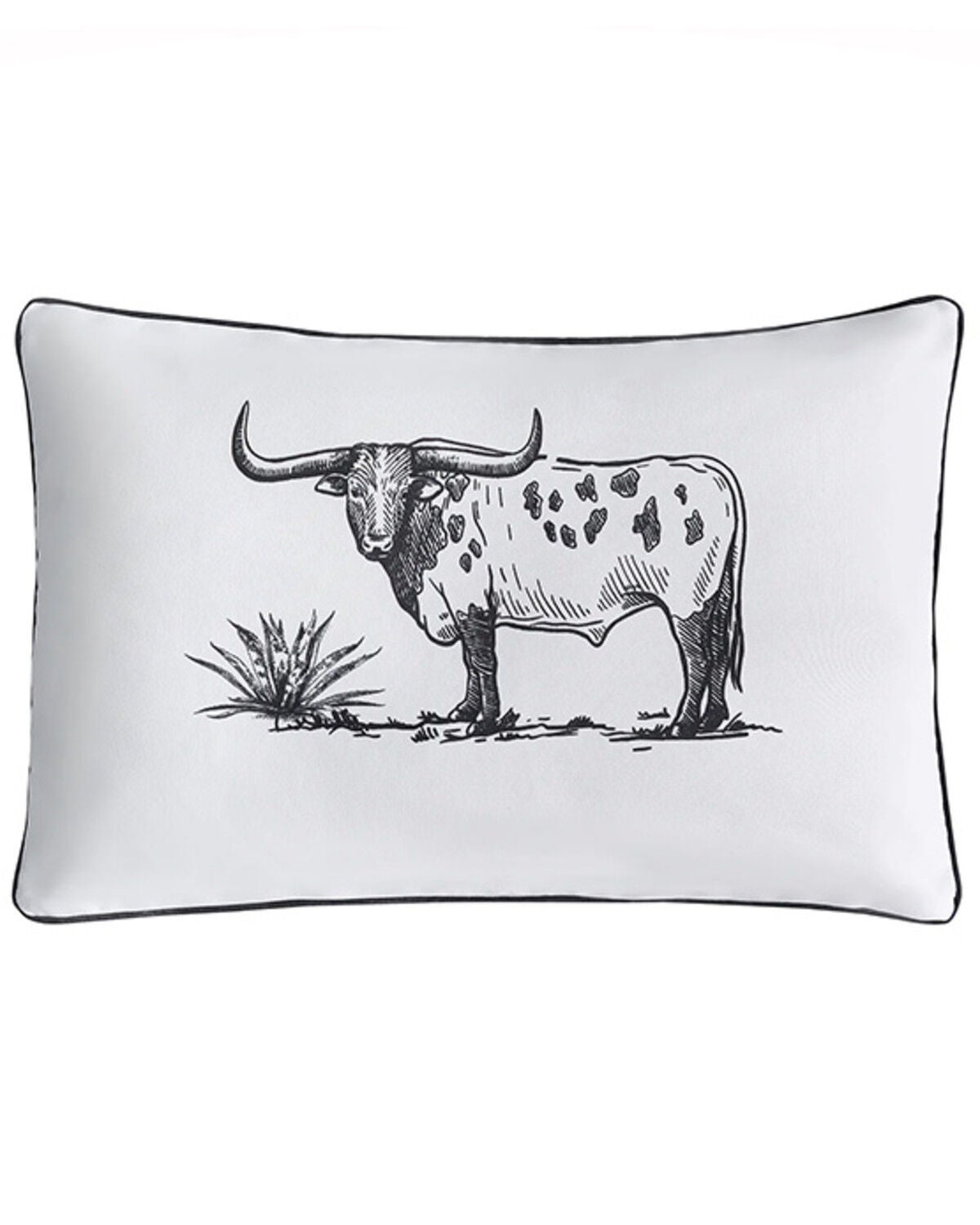 HiEnd Accents Ranch Life Steer Pillow, Black/white, hi-res