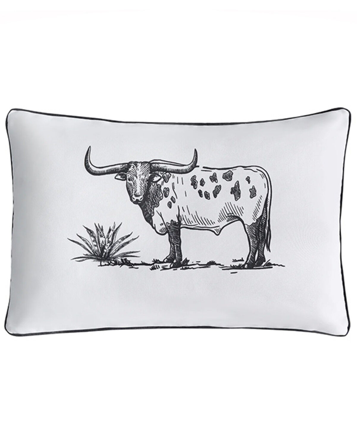 Image #1 - HiEnd Accents Ranch Life Steer Pillow, Black/white, hi-res