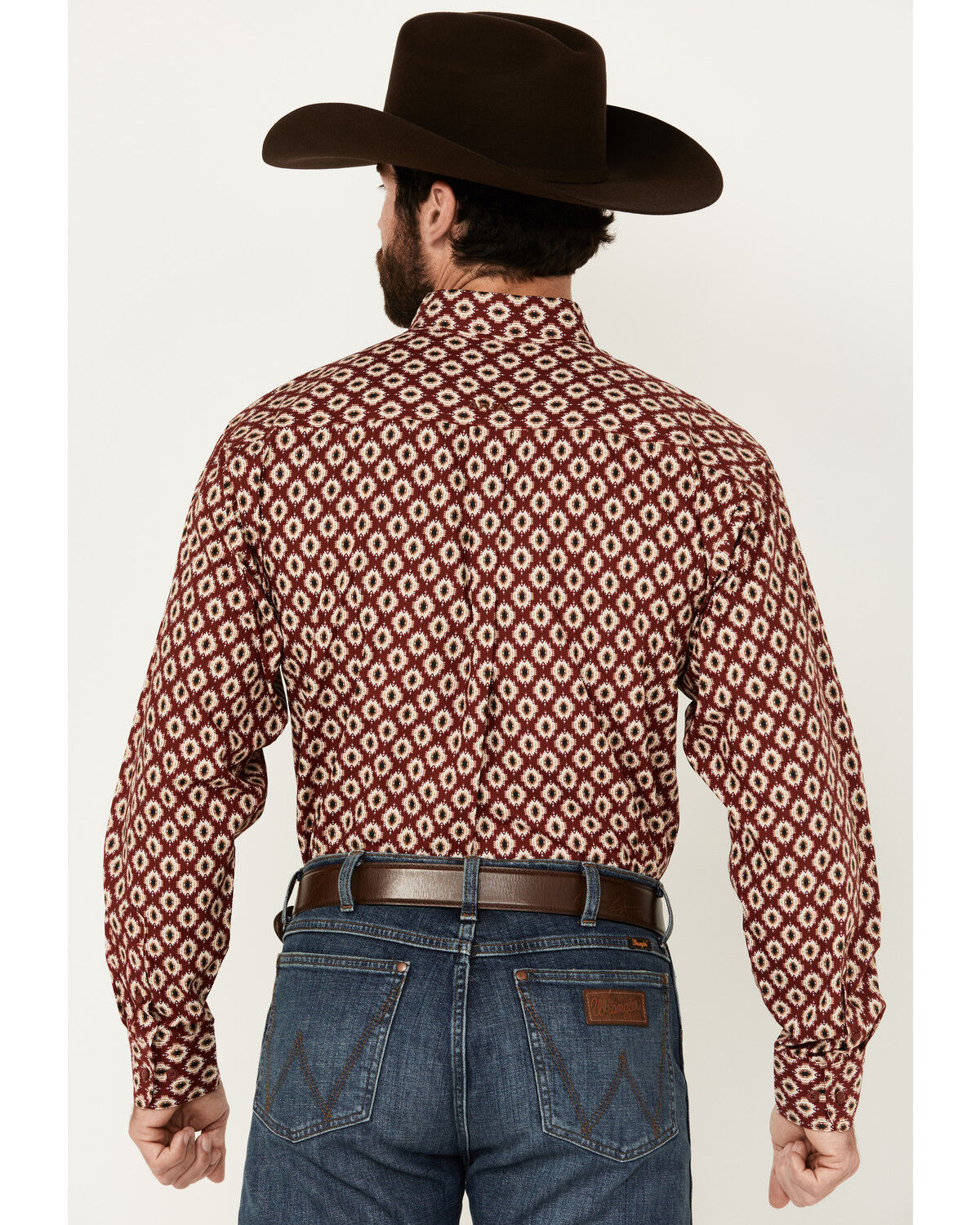 Image #4 - Ariat Men's Nevil Southwestern Print Long Sleeve Button-Down Shirt, Wine, hi-res