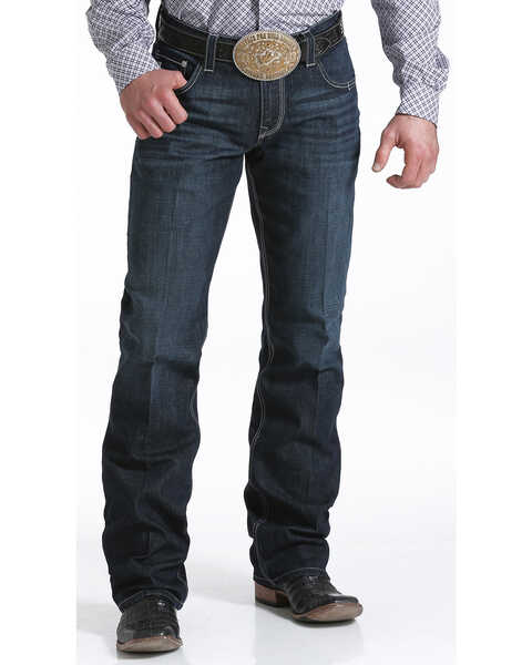 Image #3 - Cinch Men's Carter 2.4 Dark Wash Mid Rise Relaxed Bootcut Performance Jeans, Indigo, hi-res