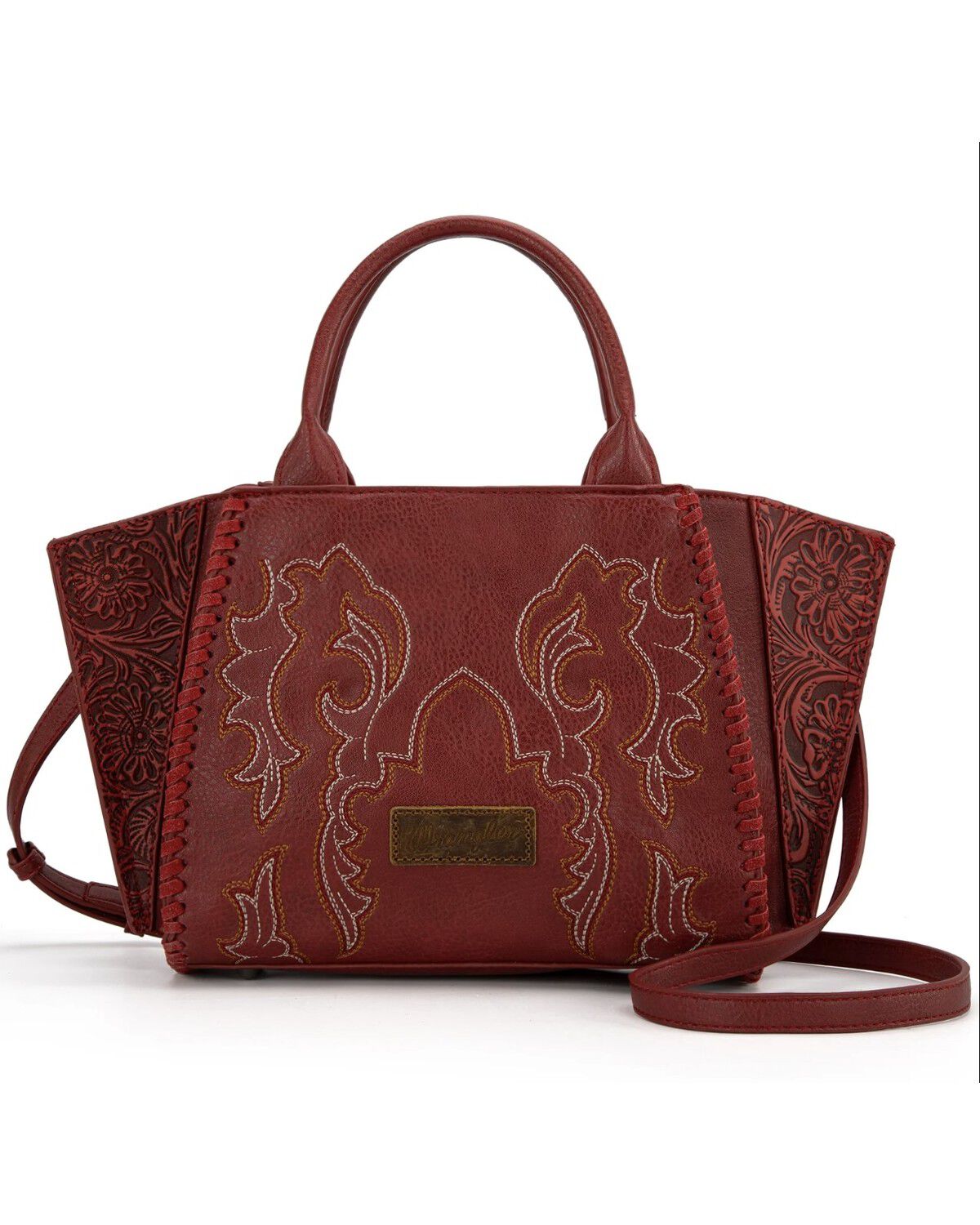 Image #1 - Wrangler Women's Jessie Tooled Concealed Carry Crossbody Bag, Red, hi-res