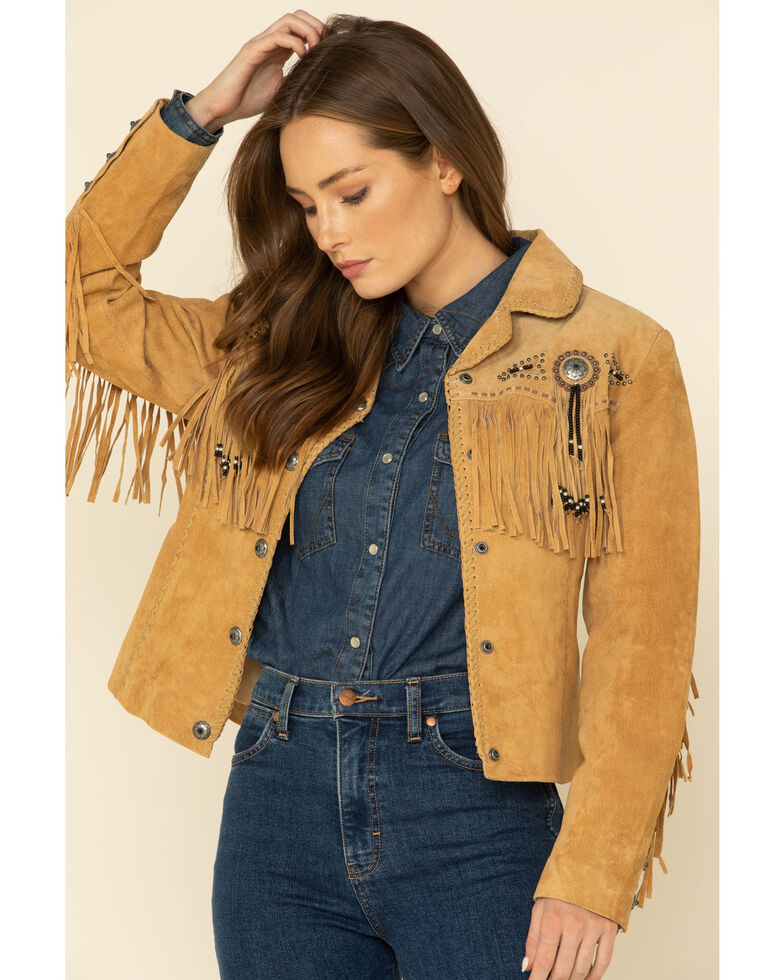 Scully Suede Fringe and Beaded Leather Jacket, Rust, hi-res