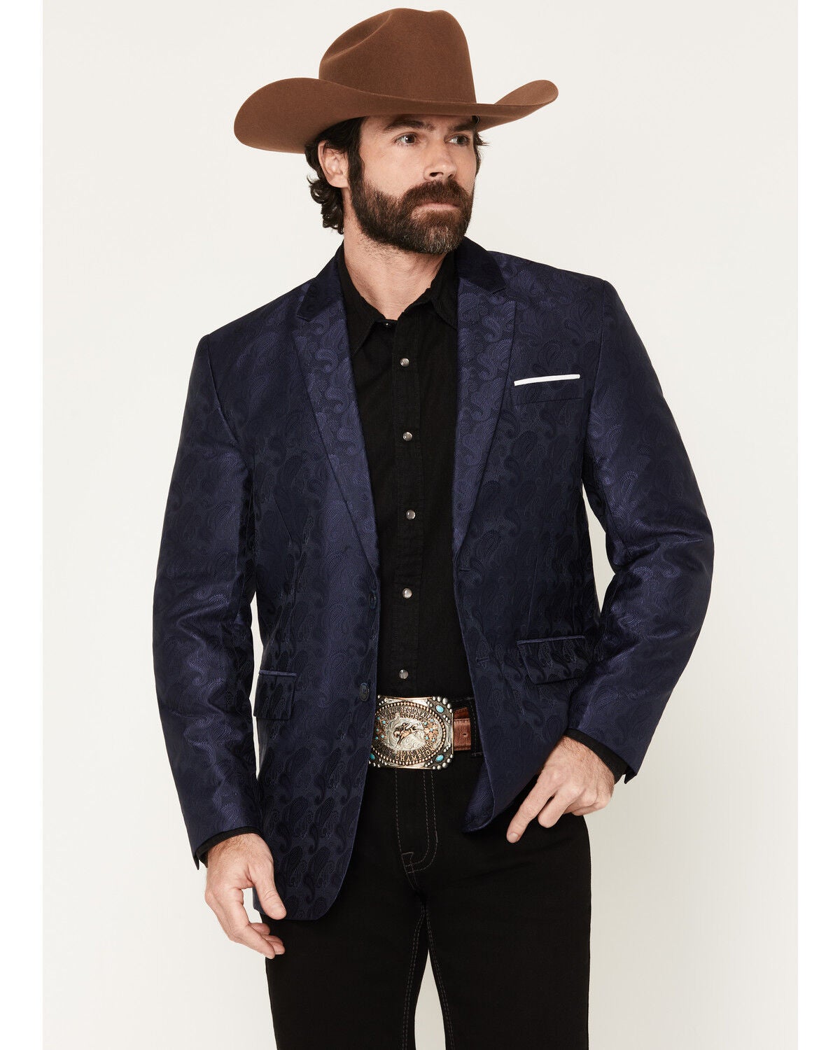 Image #1 - Rock & Roll Denim Men's Paisley Print Sportcoat, Navy, hi-res