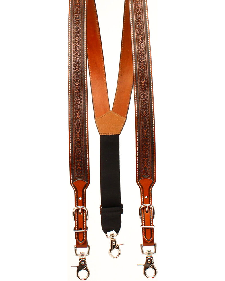 Nocona Men's Tooled Suspenders , Tan, hi-res