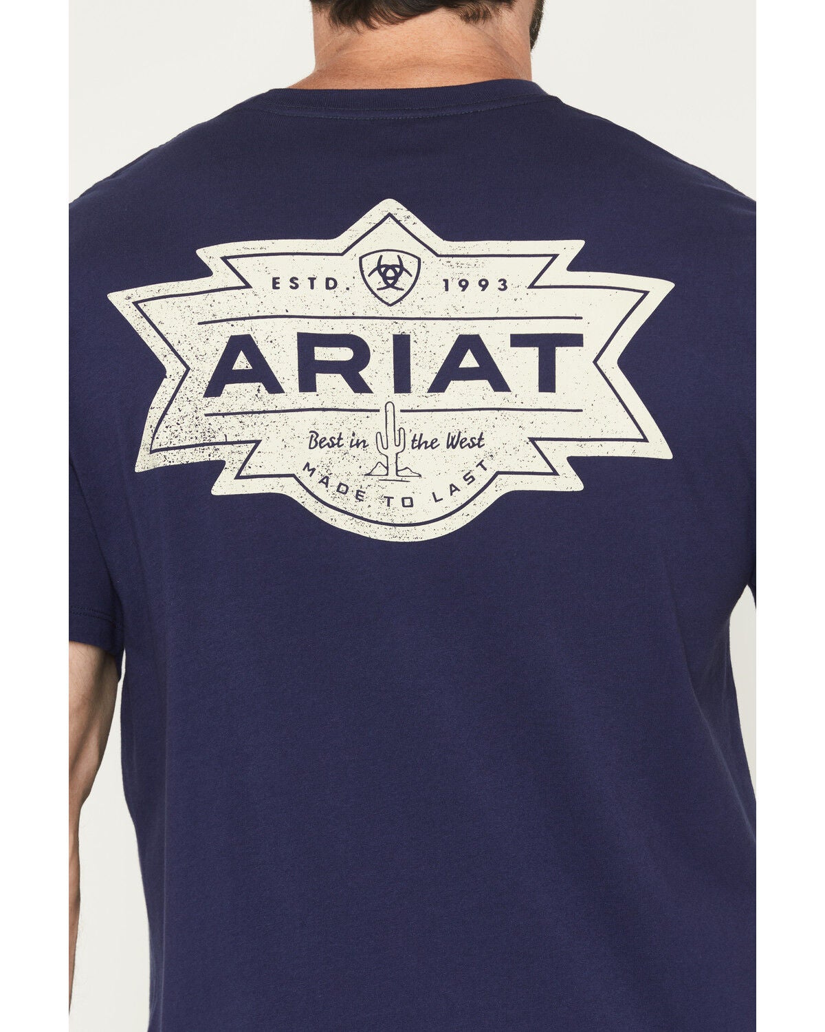 Image #4 - Ariat Men's Mesa Mesa Motif Lockup Short Sleeve Graphic T-Shirt, Blue, hi-res