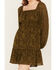 Image #3 - Jolt Women's Jacquard Long Sleeve Mini Dress, Olive, hi-res